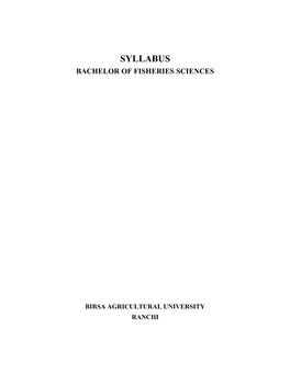 Syllabus Bachelor of Fisheries Sciences