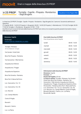 Orari E Mappe Della Linea Bus 25 PROP