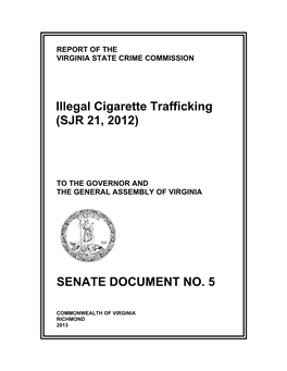 Illegal Cigarette Trafficking (SJR 21, 2012) SENATE DOCUMENT NO. 5