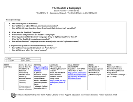 NYPL Education Innovation Institute WWII Double V Lesson