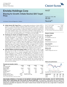 Envista Holdings Corp NVST