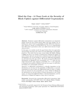 Mind the Gap - a Closer Look at the Security of Block Ciphers Against Diﬀerential Cryptanalysis