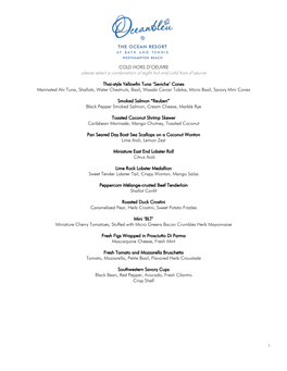 Oceanbleu Menu