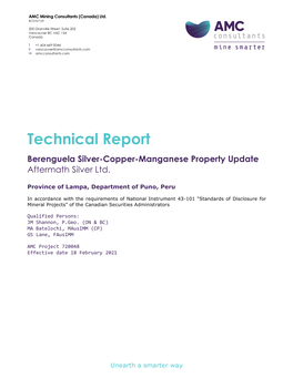 720048 Aftermath Berenguela NI 43-101 Report