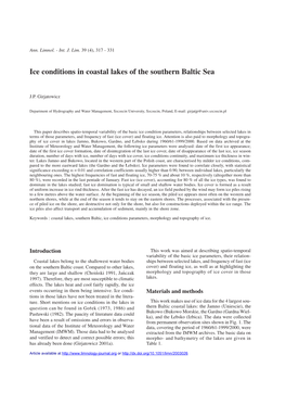 Ice Conditions in Coastal Lakes of the Southern Baltic Sea