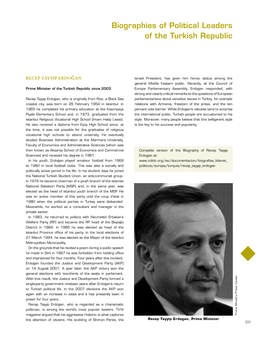 Biographies of Political Leaders of the Turkish Republic