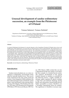 Unusual Development of Sandur Sedimentary Succession, an Example from the Pleistocene of S Poland