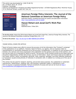 The Journal of the National Committee on American Foreign Policy