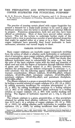 The Preparation and Effectiveness of Basic Copper Sulphates for Fungicidal Purposes1