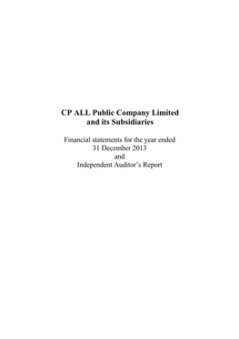 CP ALL Public Company Limited and Its Subsidiaries