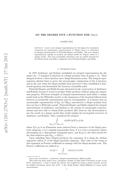 ON the DEGREE FIVE L-FUNCTION for Gsp(4) 3