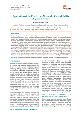 Applications of the Free-Living Nematode, Caenorhabditis Elegans: a Review