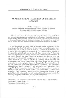 An Astronomical Inscription on the Berlin Merkhet