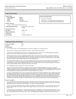 Virginia Department of Historic Resources DHR ID: 088-0139 Architectural Survey Form Other DHR ID: 088-5183, 088-5229, 111-0147-0099