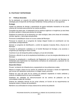 Programa Municipal De Desarrollo Urbano De Solidaridad 2010-2050 Iii-1