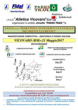 L'a.S.D."Atletica Vicovaro Atletica Vicovaro"&La
