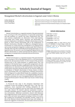 Strangulated Meckel's Diverticulum in Inguinal Canal: Littre's Hernia