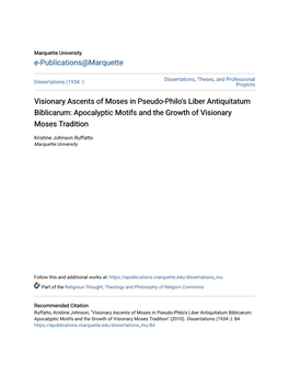 Visionary Ascents of Moses in Pseudo-Philo's Liber Antiquitatum Biblicarum: Apocalyptic Motifs and the Growth of Visionary Moses Tradition