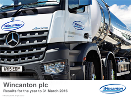 Wincanton Plc Results for the Year to 31 March 2016