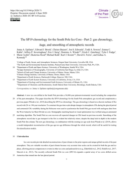 The SP19 Chronology for the South Pole Ice Core - Part 2: Gas Chronology, Δage, and Smoothing of Atmospheric Records Jenna A