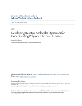 Developing Reactive Molecular Dynamics for Understanding Polymer Chemical Kinetics Kenneth D