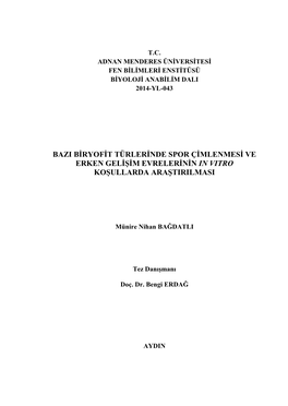 Bazi Biryofit Türlerinde Spor Çimlenmesi Ve Erken Gelişim Evrelerinin in Vitro Koşullarda Araştirilmasi