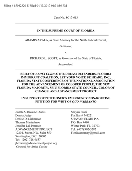 Case No. SC17-653 in the SUPREME COURT of FLORIDA