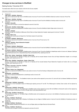 Changes to Bus Services in Sheffield