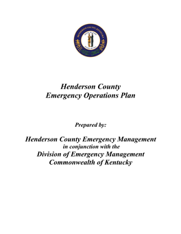 Henderson County EOP – Basic Plan