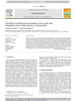 Preventing Nematodes from Spreading: a Case Study with Radopholus Similis (Cobb) Thorne in a Banana ﬁeld