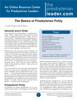 Presbyterian Polity a Leader Reader by Brian Ellison