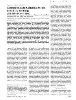 Germinating and Culturing Axenic Poison Ivy Seedlings