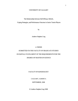 The Relationship Between Self-Efficacy Beliefs, Coping Strategies, and Performance Outcome in Junior Tennis Players