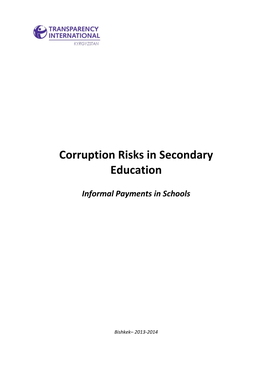 Corruption Risks in Secondary Education