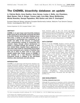 The Chembl Bioactivity Database: an Update A