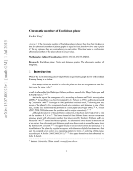 Chromatic Number of Euclidean Plane