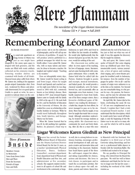 Alere Flammam the Newsletter of the Lisgar Alumni Association Volume XXI • 1St Issue • Fall 2005 Remembering Léonard Zamor by Davida Aronovitch Puter Screen