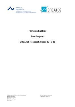 Fama on Bubbles Tom Engsted CREATES Research Paper 2014-28