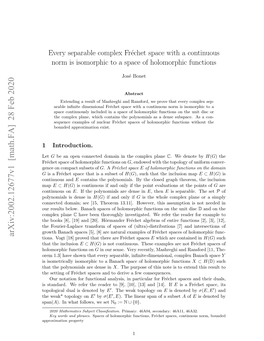 Every Separable Complex Fréchet Space with a Continuous Norm Is Isomorphic to a Space of Holomorphic Functions