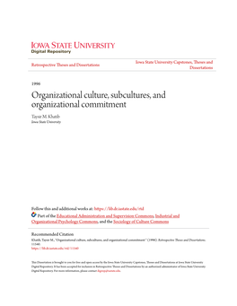 Organizational Culture, Subcultures, and Organizational Commitment Taysir M