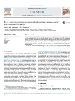 Error Correction Mechanisms in Social Networks Can Reduce Accuracy and Encourage Innovation