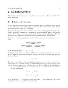 Linear Systems 2 2 Linear Systems