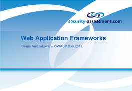 OWASP 2012 Dos and Don'ts of Web Application Frameworks