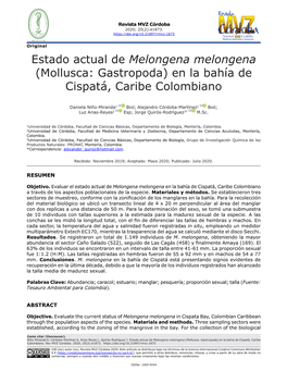 Estado Actual De Melongena Melongena (Mollusca: Gastropoda) En La Bahía De Cispatá, Caribe Colombiano