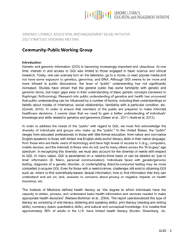 Community/Public Working Group Presentation