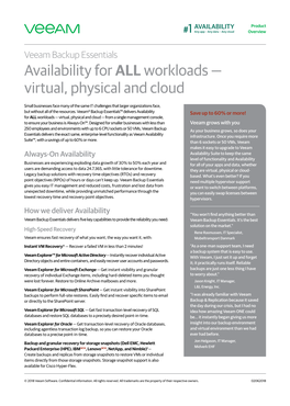 Availability for ALL Workloads — Virtual, Physical and Cloud