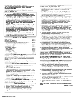 KAZANO (Alogliptin and Metformin Hcl) Tablets, for Oral Use KAZANO