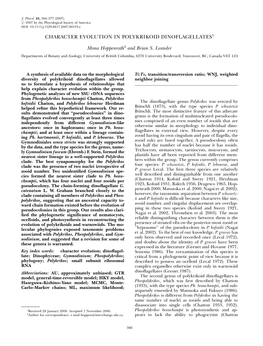 Character Evolution in Polykrikoid Dinoflagellates1