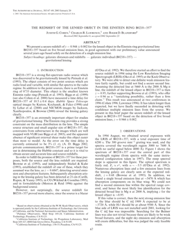 THE REDSHIFT of the LENSED OBJECT in the EINSTEIN RING B0218+3571 Judith G