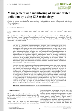 Management and Monitoring of Air and Water Pollution by Using GIS Technology